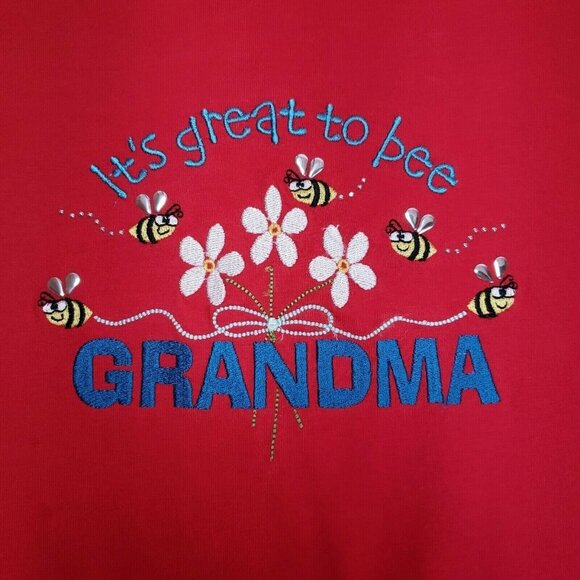 Bee Grandma 100% cotton casual tee-shirt embroidered, embellished size 2X NEW - Picture 2 of 7
